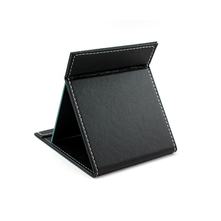 Összecsukható sminktükör PU bőrfelülettel, hordozható asztali kozmetikai tükör, méretek 15,5 x 20,5 cm