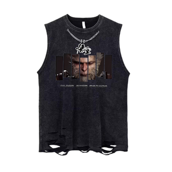 Muška pamučna bezrukavna majica, oprana vintage, ljetni američki streetwear, opušten kroj