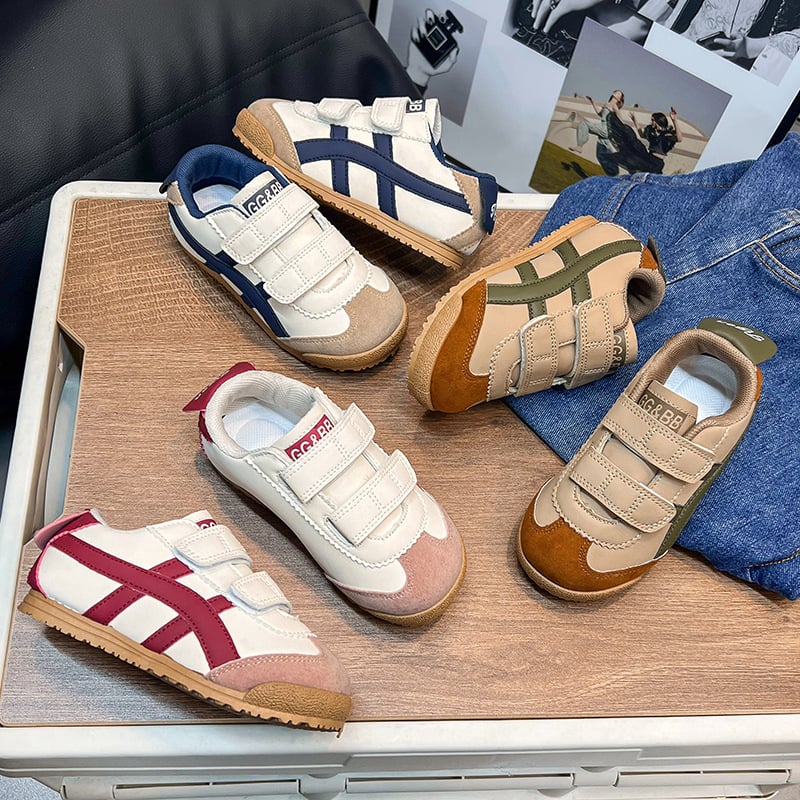 Dječje Forrest Gump tenisice s Velcro kopčanjem, gornji dio od mikrovlaknaste kože, casual sportske, mekana potplat, prugasti uzorak, za djecu 12–36 mjeseci