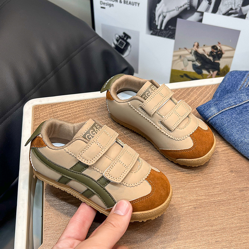 Dječje Forrest Gump tenisice s Velcro kopčanjem, gornji dio od mikrovlaknaste kože, casual sportske, mekana potplat, prugasti uzorak, za djecu 12–36 mjeseci