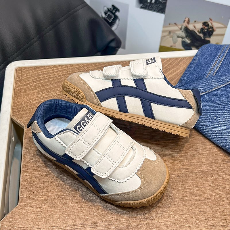 Dječje Forrest Gump tenisice s Velcro kopčanjem, gornji dio od mikrovlaknaste kože, casual sportske, mekana potplat, prugasti uzorak, za djecu 12–36 mjeseci