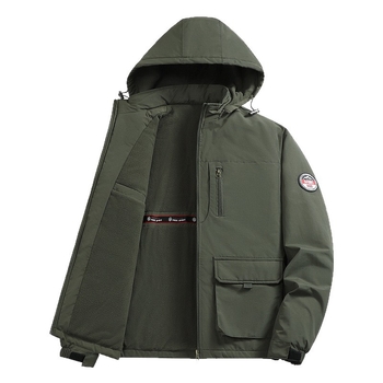 M-8XL plusz méret téli kabát fleece béléssel, férfi hétköznapi dzseki gallérral