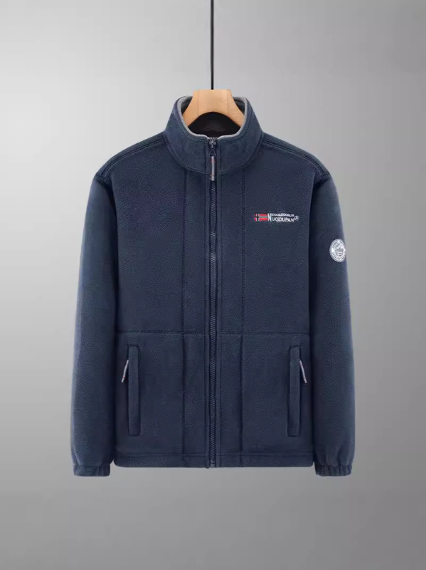 Férfiaknak készült dupla oldalú fleece kabát, vastag béléses, téli meleg, laza szabású