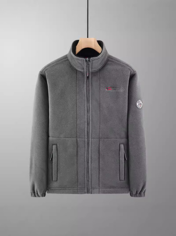 Férfiaknak készült dupla oldalú fleece kabát, vastag béléses, téli meleg, laza szabású