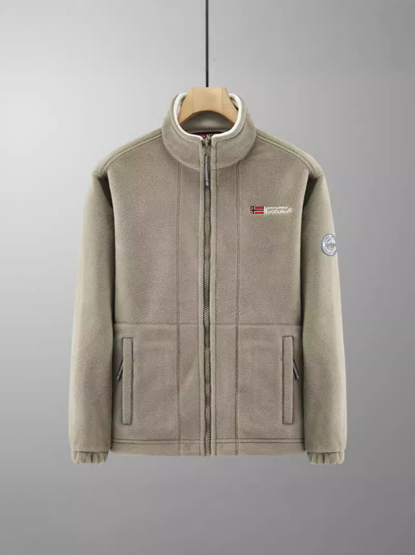 Férfiaknak készült dupla oldalú fleece kabát, vastag béléses, téli meleg, laza szabású