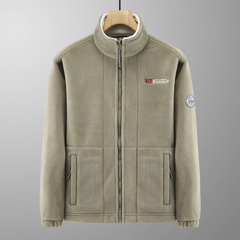 Férfiaknak készült dupla oldalú fleece kabát, vastag béléses, téli meleg, laza szabású