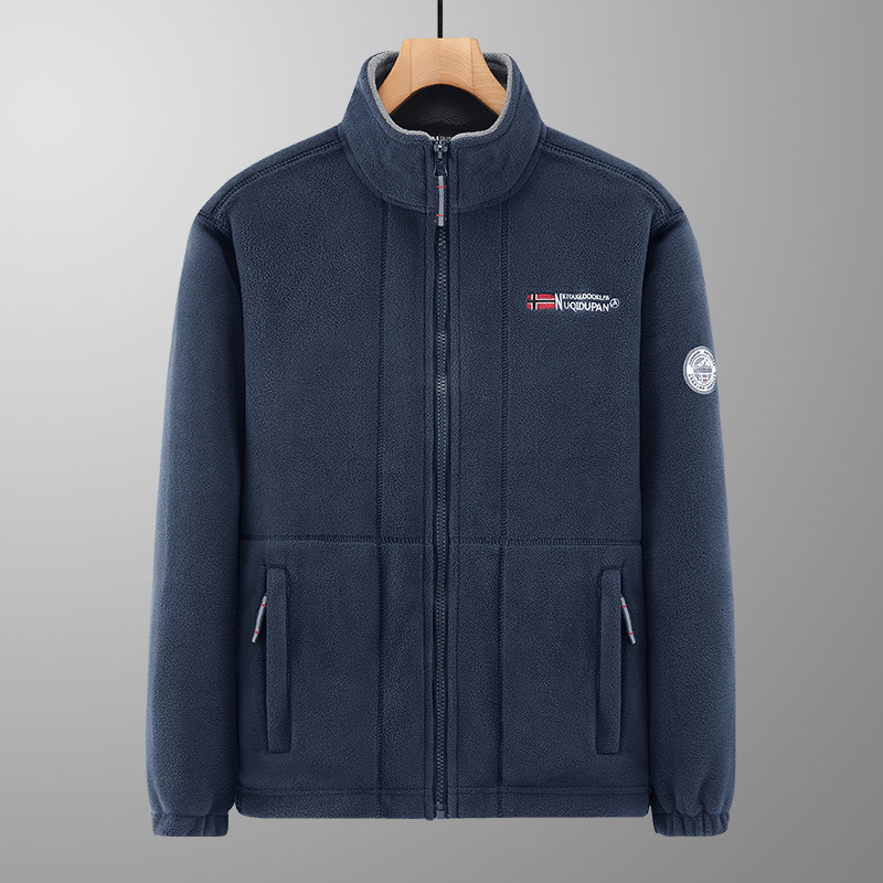 Férfiaknak készült dupla oldalú fleece kabát, vastag béléses, téli meleg, laza szabású
