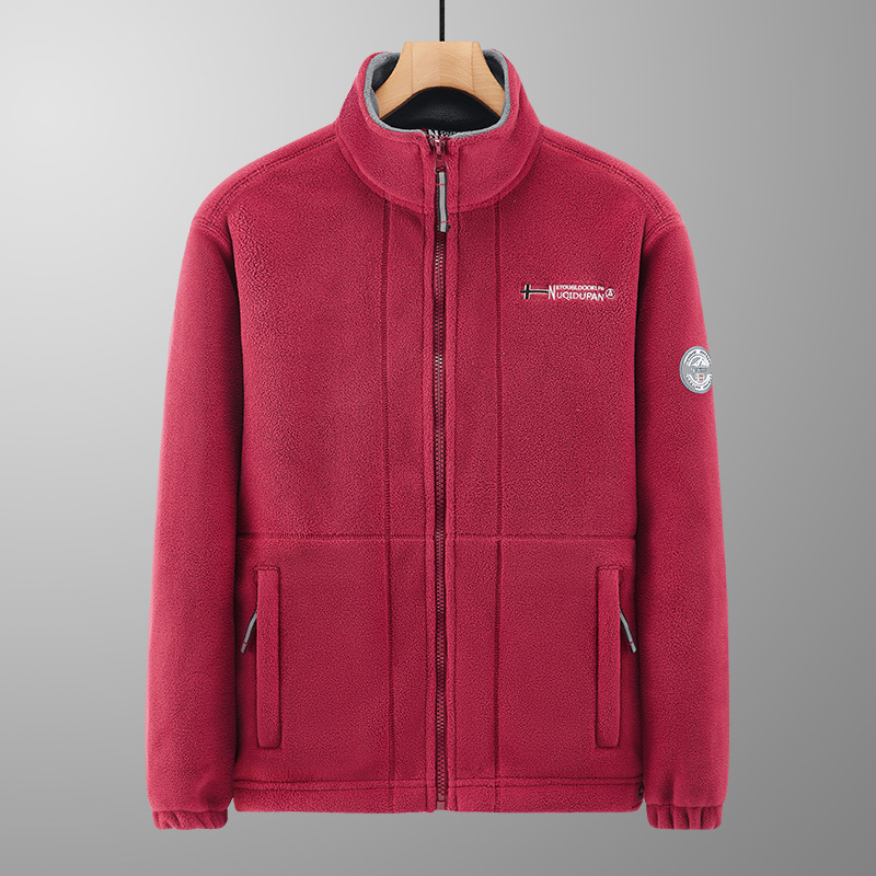 Férfiaknak készült dupla oldalú fleece kabát, vastag béléses, téli meleg, laza szabású