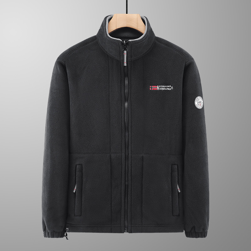 Férfiaknak készült dupla oldalú fleece kabát, vastag béléses, téli meleg, laza szabású