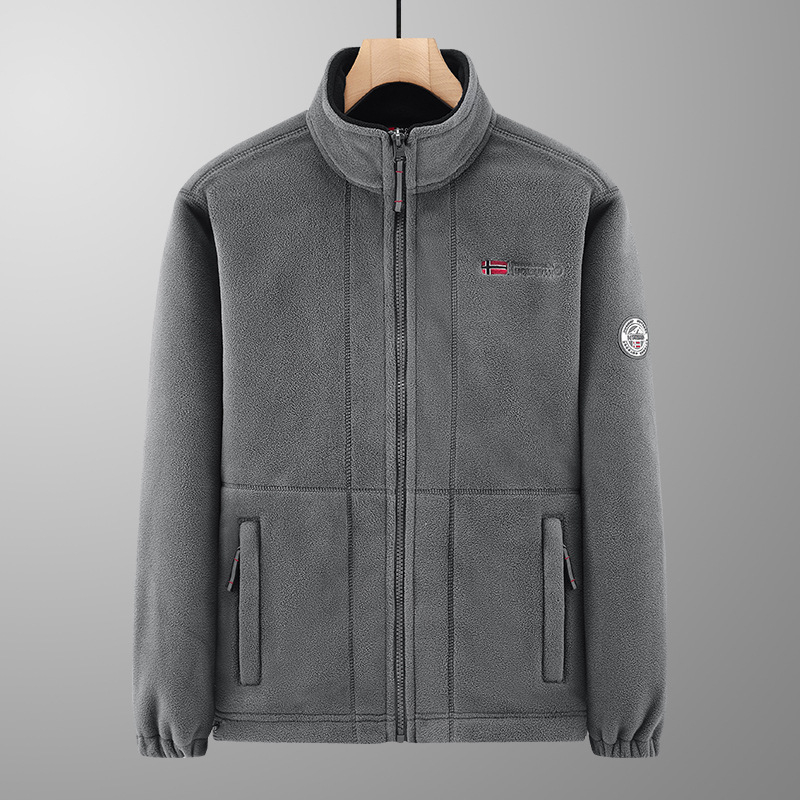 Férfiaknak készült dupla oldalú fleece kabát, vastag béléses, téli meleg, laza szabású