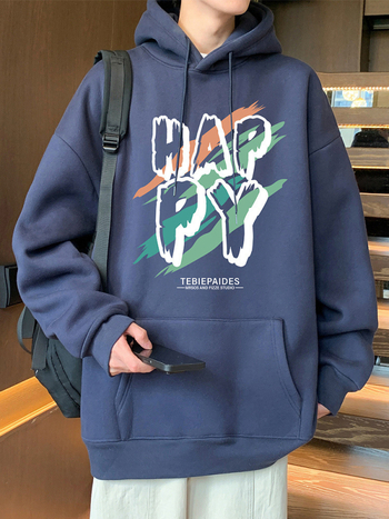 Hong Kong-stílusú kapucnis pulóver férfiaknak, 2025-ös őszi-téli szezon, oversize, fleece bélés