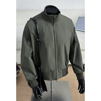 Férfi amerikai retro bomber dzseki, tavasz–ősz, minimalist sportos stílus, laza szabású