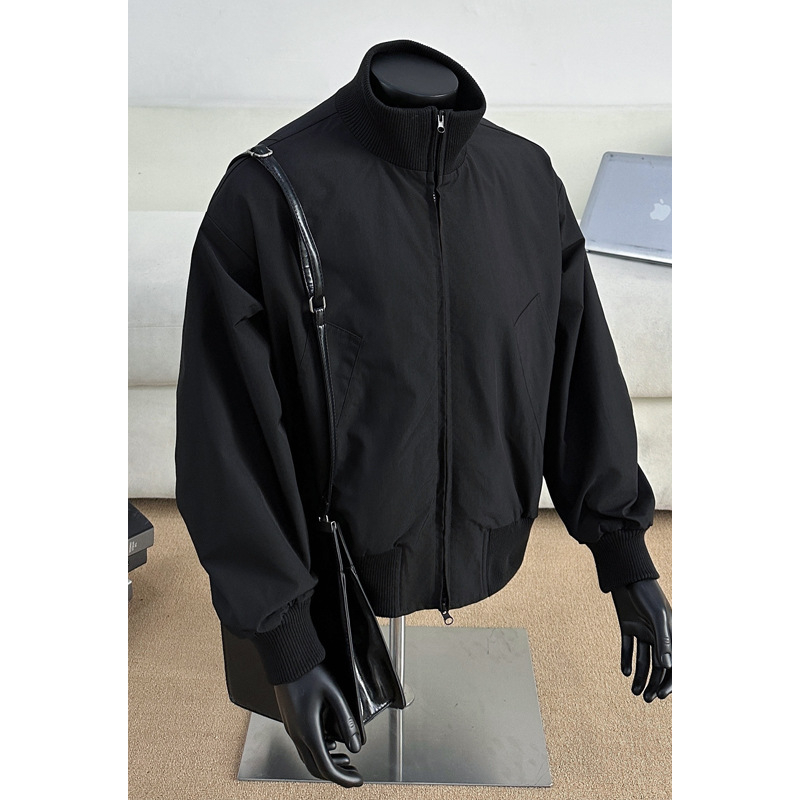 Férfi amerikai retro bomber dzseki, tavasz–ősz, minimalist sportos stílus, laza szabású