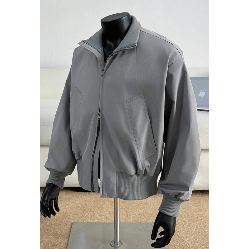 Férfi amerikai retro bomber dzseki, tavasz–ősz, minimalist sportos stílus, laza szabású
