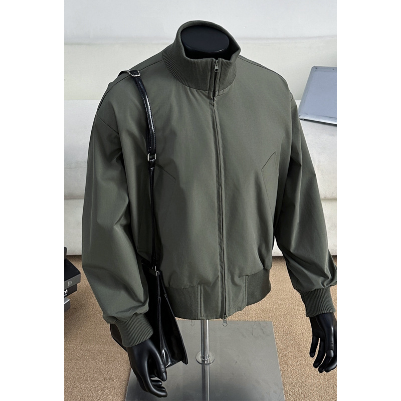 Férfi amerikai retro bomber dzseki, tavasz–ősz, minimalist sportos stílus, laza szabású