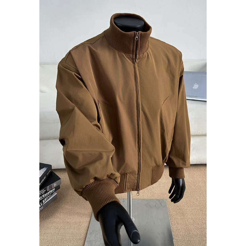 Férfi amerikai retro bomber dzseki, tavasz–ősz, minimalist sportos stílus, laza szabású