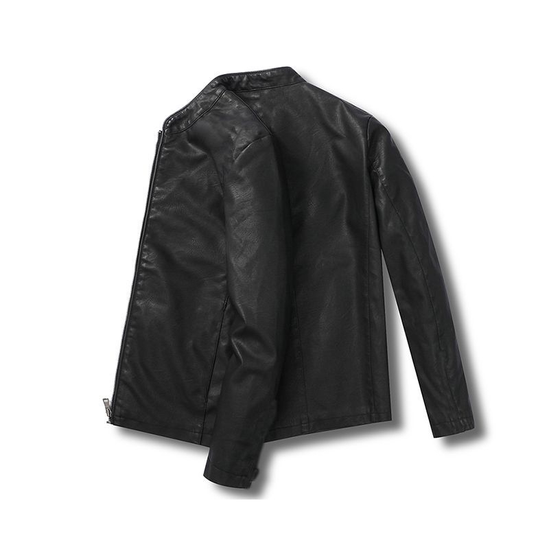 Férfi bőrdzseki fleece béléssel, meleg, szélvédett, hétköznapi stílus, új modell