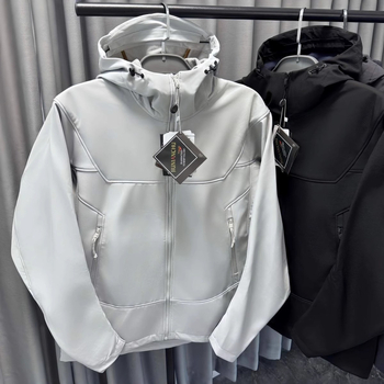 Grafén-alapú kültéri funkcionális softshell dzseki kapucnival, szél- és vízálló, férfi téli fleece dzseki