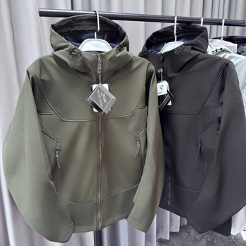 Grafén-alapú kültéri funkcionális softshell dzseki kapucnival, szél- és vízálló, férfi téli fleece dzseki