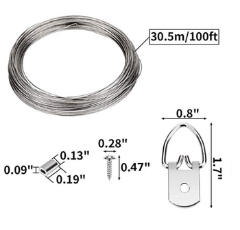 Pozinkovani čelični kabel, aluminijska polukružna kuka – DIY set žice