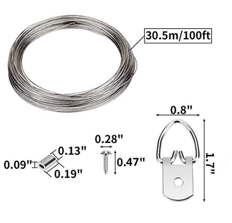 Pozinkovani čelični kabel, aluminijska polukružna kuka – DIY set žice