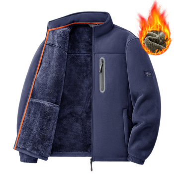 Férfi kültéri fleece dzseki belső fleece-béléssel, állógallérral, cipzárral, szélálló, őszi-téli