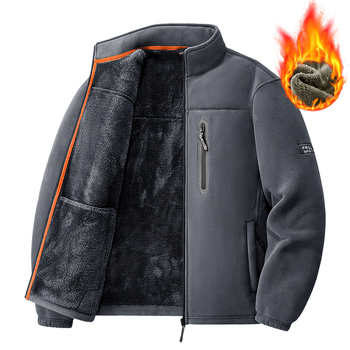 Férfi kültéri fleece dzseki belső fleece-béléssel, állógallérral, cipzárral, szélálló, őszi-téli