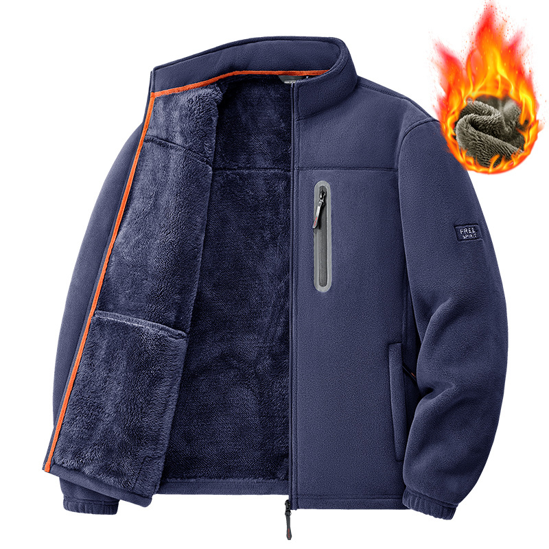 Férfi kültéri fleece dzseki belső fleece-béléssel, állógallérral, cipzárral, szélálló, őszi-téli