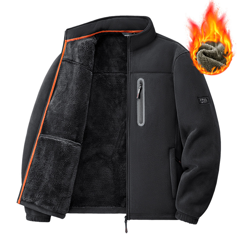 Férfi kültéri fleece dzseki belső fleece-béléssel, állógallérral, cipzárral, szélálló, őszi-téli