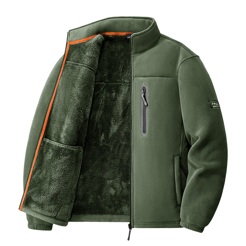 Férfi kültéri fleece dzseki belső fleece-béléssel, állógallérral, cipzárral, szélálló, őszi-téli