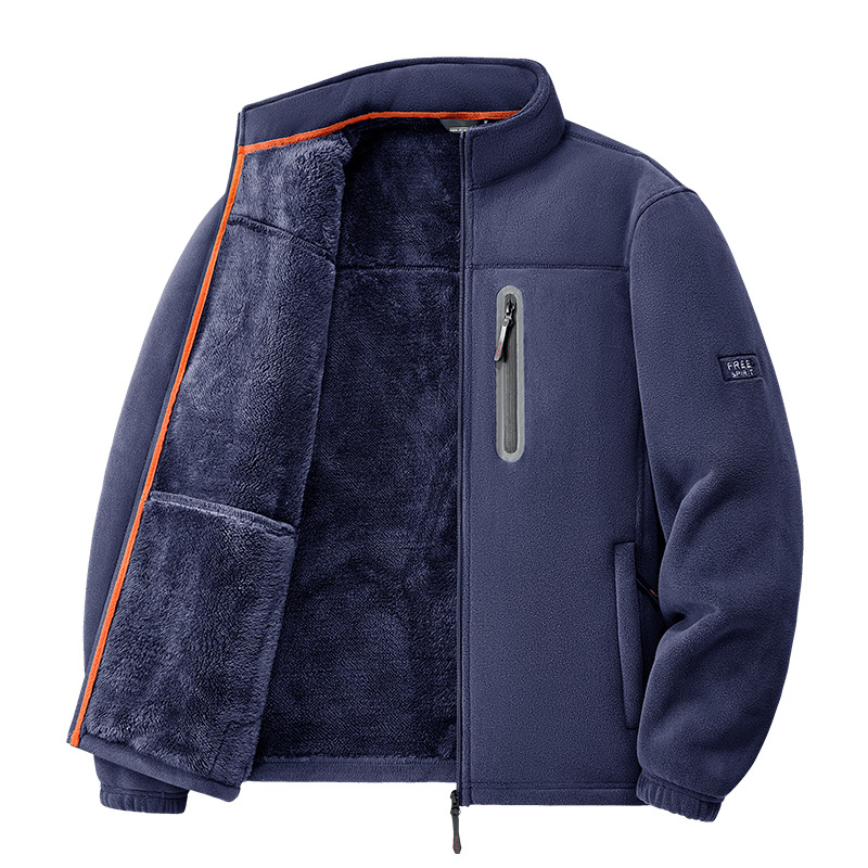 Férfi kültéri fleece dzseki belső fleece-béléssel, állógallérral, cipzárral, szélálló, őszi-téli