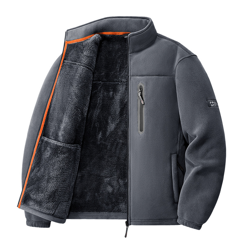 Férfi kültéri fleece dzseki belső fleece-béléssel, állógallérral, cipzárral, szélálló, őszi-téli