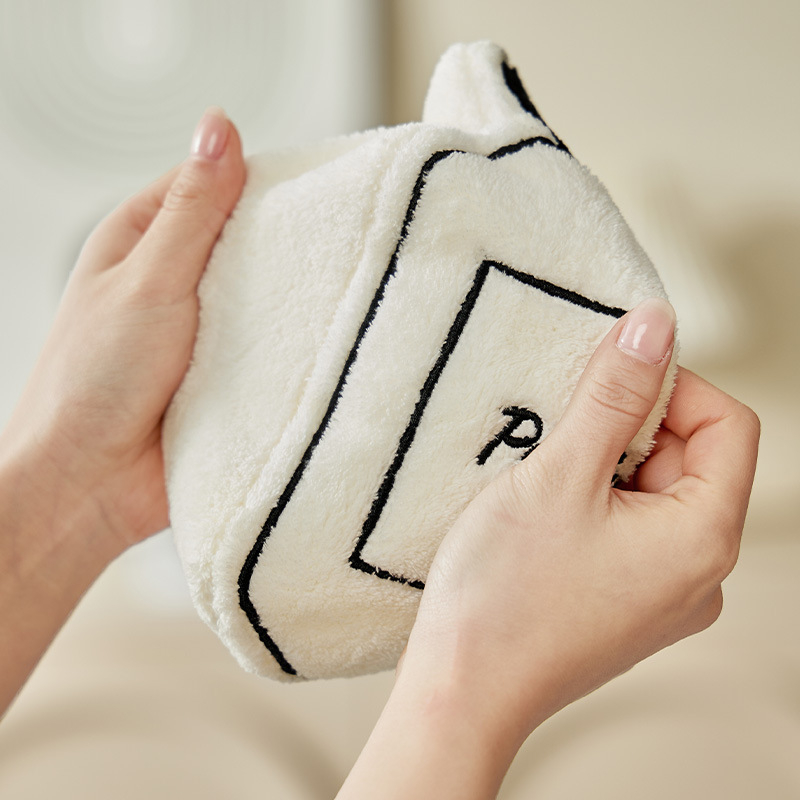 Kuhinjska viseća ručnica za ruke, kreativna krpa za pranje, koral fleece, krem boja
