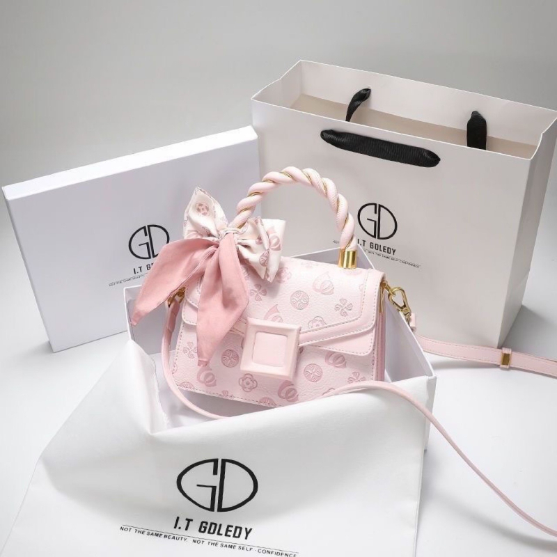 candyn&kite Ženska ružičasta PU crossbody torba, mali kvadratni oblik, luksuzni nišni brend, 2023 novi model