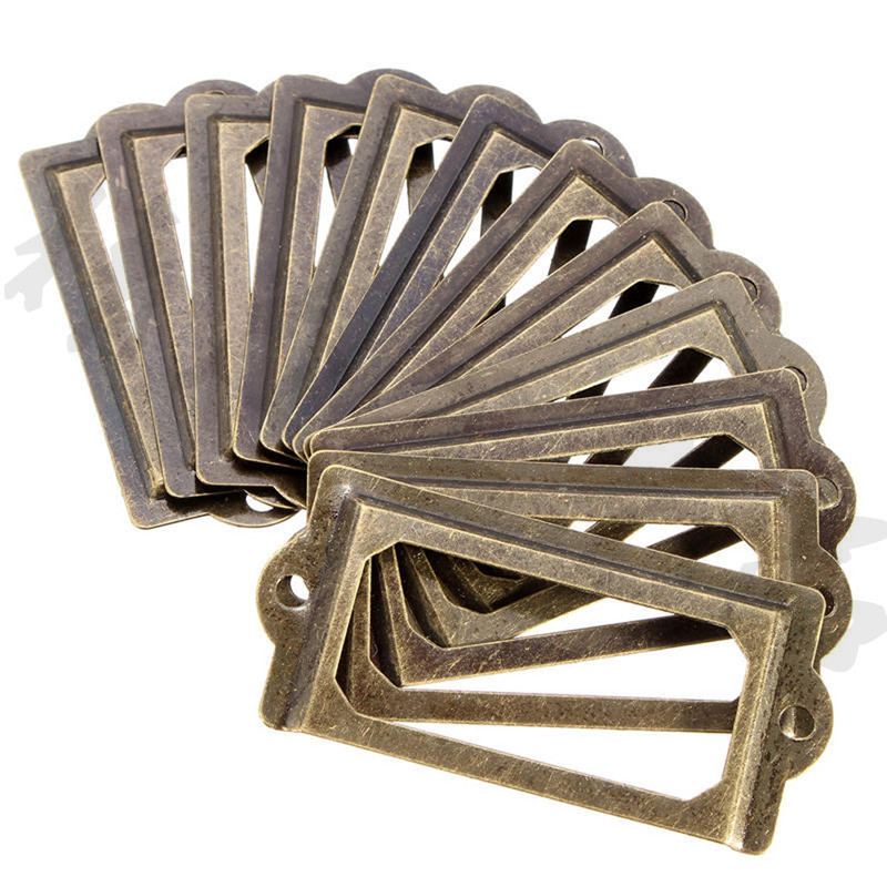 Set od 12 metalnih okvira za etikete i vizitke, dekorativni okviri za ladice, okviri za kutije s poklonima, ručke vrata 70×33 mm