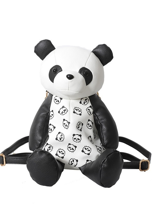 Γλυκιά τσάντα χιαστί με εκτύπωση panda και καλλιτεχνικό σχέδιο, συμπαγής κάθετος τετράγωνος σχεδιασμός, PU υλικό