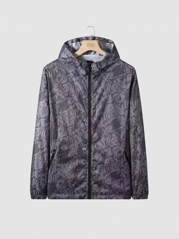 Muška lagana jakna za zaštitu od sunca za ljeto, prozračna i brzo sušeća, s kapuljačom, sportski stil, otisak prirodnog krajolika