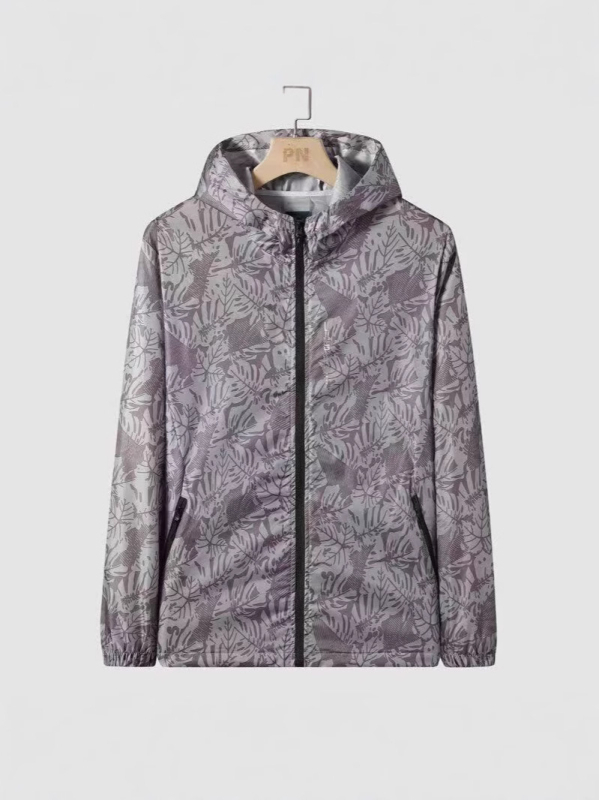 Muška lagana jakna za zaštitu od sunca za ljeto, prozračna i brzo sušeća, s kapuljačom, sportski stil, otisak prirodnog krajolika