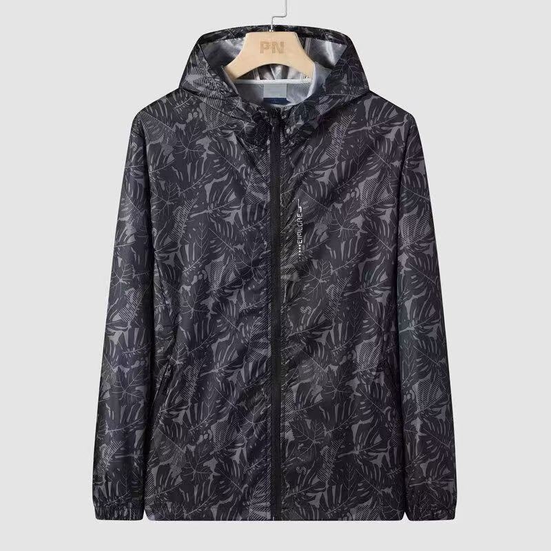 Muška lagana jakna za zaštitu od sunca za ljeto, prozračna i brzo sušeća, s kapuljačom, sportski stil, otisak prirodnog krajolika
