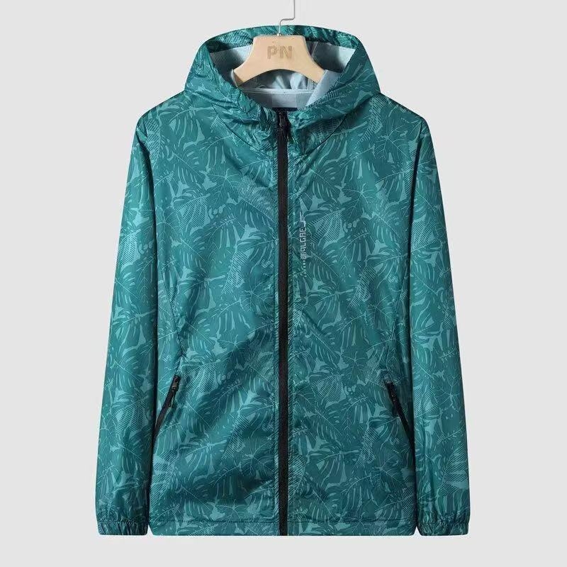 Muška lagana jakna za zaštitu od sunca za ljeto, prozračna i brzo sušeća, s kapuljačom, sportski stil, otisak prirodnog krajolika