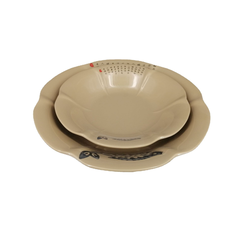 Okrugli tanjur od bone china s dizajnom latice lotosa – jednostavna posuda za stolovanje