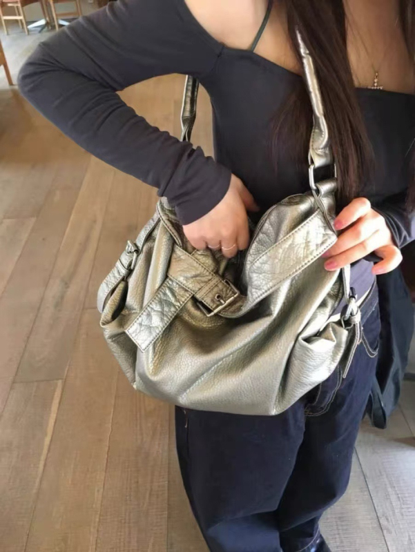 Mekana PU kožna retro motoristička torba, elegantna torba preko ramena za žene, velik kapacitet