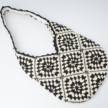 Ručna pletena slamnata crossbody torba s cvjetnim uzorkom za žene