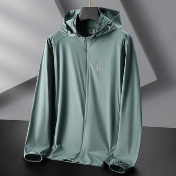 2025 ljetna tanka muška jakna s kapuljom, plus veličina, casual, Ice Silk materijal, zaštita od sunca