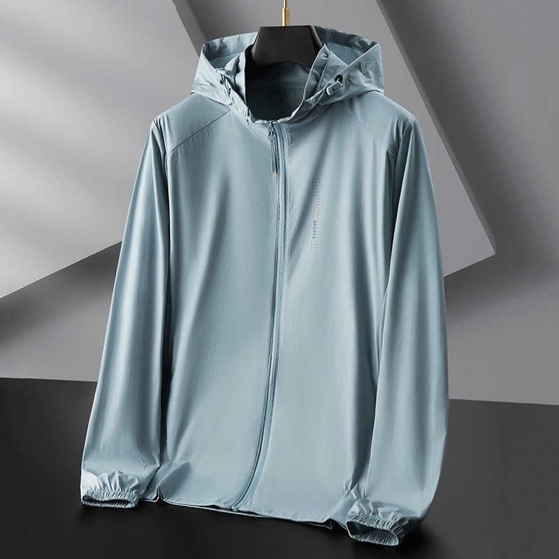 2025 ljetna tanka muška jakna s kapuljom, plus veličina, casual, Ice Silk materijal, zaštita od sunca