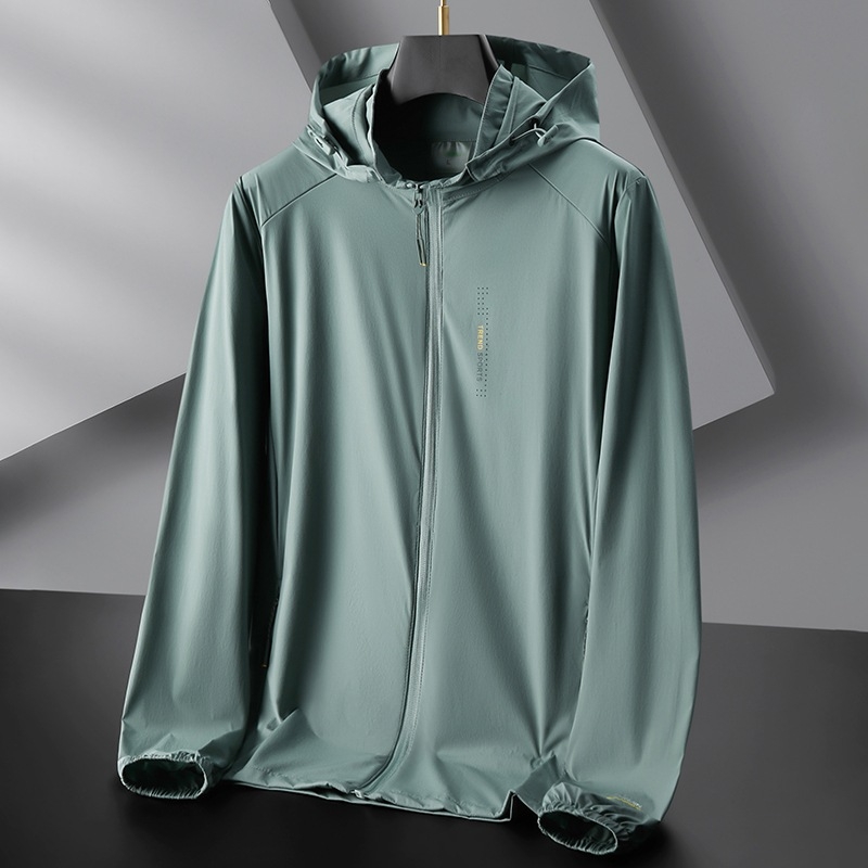 2025 ljetna tanka muška jakna s kapuljom, plus veličina, casual, Ice Silk materijal, zaštita od sunca