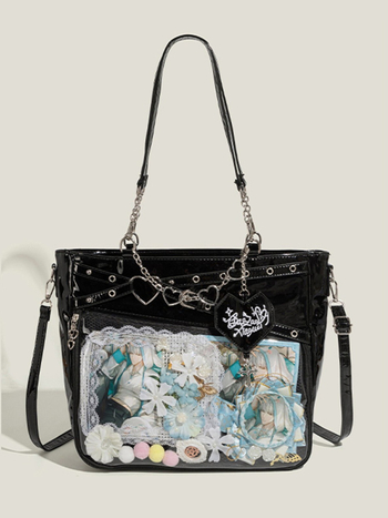 Hot Girl Prozirna crossbody torba velike kapacitete s lancem u obliku srca