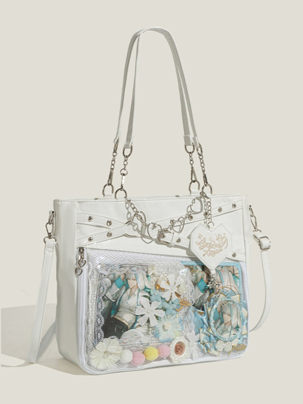 Hot Girl Prozirna crossbody torba velike kapacitete s lancem u obliku srca