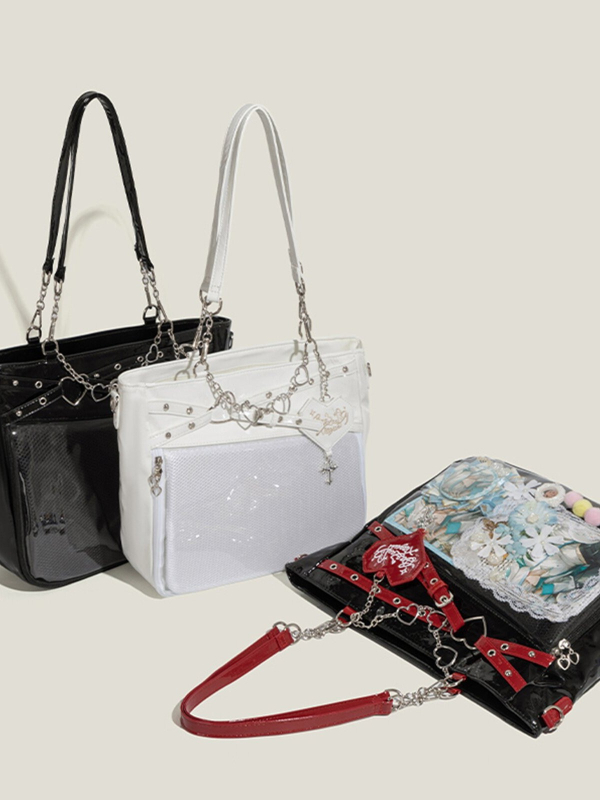 Hot Girl Prozirna crossbody torba velike kapacitete s lancem u obliku srca