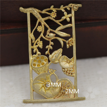 38x59 mm lijevani bakar, motiv lotosovog lista i nefritni zečić – ukosnica za kosu DIY u antičkom stilu